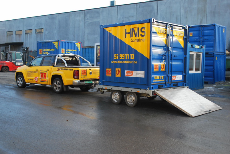 8' hms container på henger